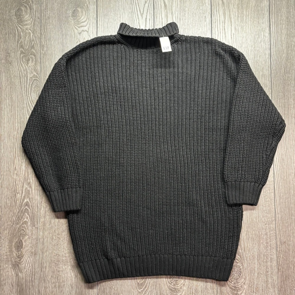 Gap Nwt Women Small Black Shaker Stitch Turtleneck Sweater Oversized Knit New
